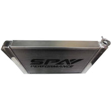 Load image into Gallery viewer, SPA Turbo Lightweight Late Model Radiator - Double Pass - 26.8" x 19.6" + Power Steering Tank Firewall Mount (Right Inlet) - Black Cap