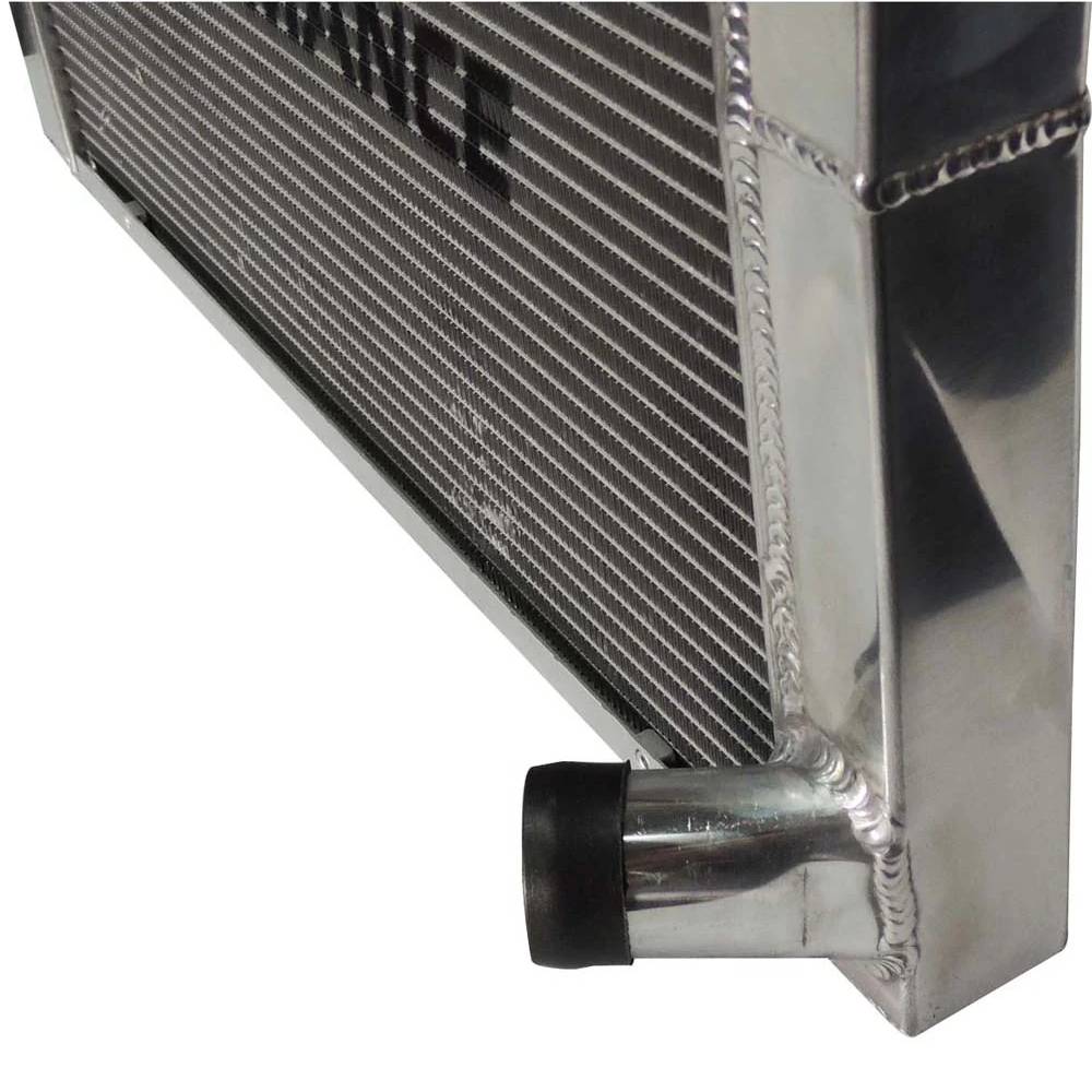 SPA Turbo Lightweight Late Model Radiator - Double Pass - 26.8" x 19.6" + Power Steering Tank Firewall Mount (Right Inlet) - Black Cap