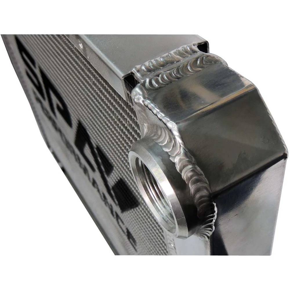 SPA Turbo Lightweight Late Model Radiator - Double Pass - 26.8" x 19.6" + Power Steering Tank Firewall Mount (Right Inlet) - Black Cap