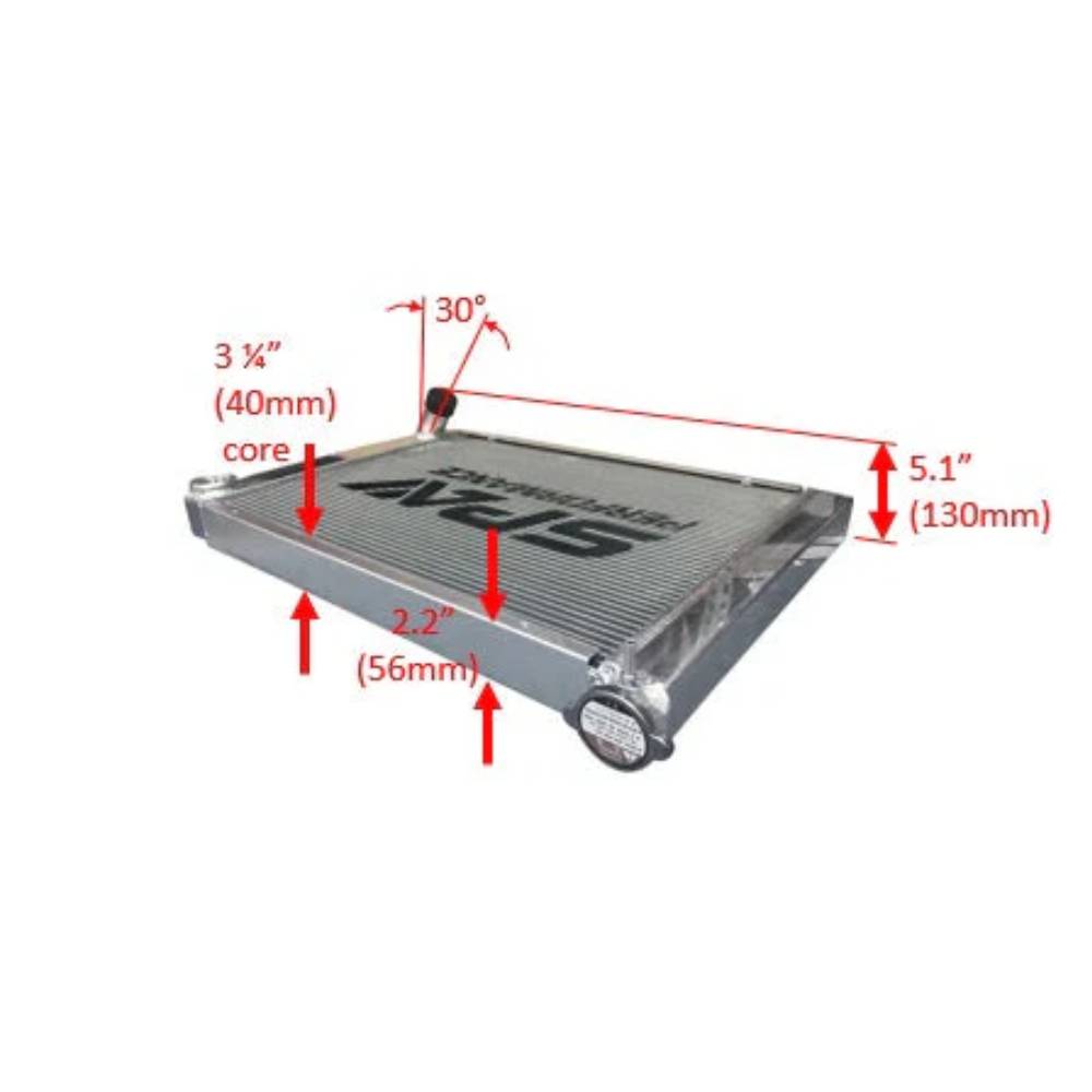 SPA Turbo Lightweight Late Model Radiator - Double Pass - 26.8" x 19.6" + Power Steering Tank Firewall Mount (Right Inlet) - Black Cap