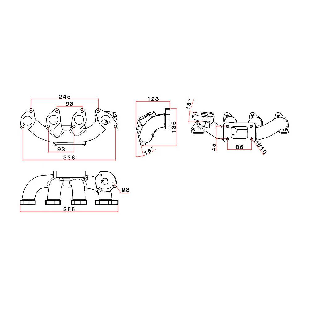 SPA Turbo Chevy Chevette / T1000 1.4L 1.6L turbo manifold - T3 flange