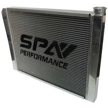 Load image into Gallery viewer, SPA Turbo Lightweight Late Model Radiator - Double Pass - 26.8" x 19.6" + Power Steering Tank Firewall Mount (Right Inlet) - Black Cap