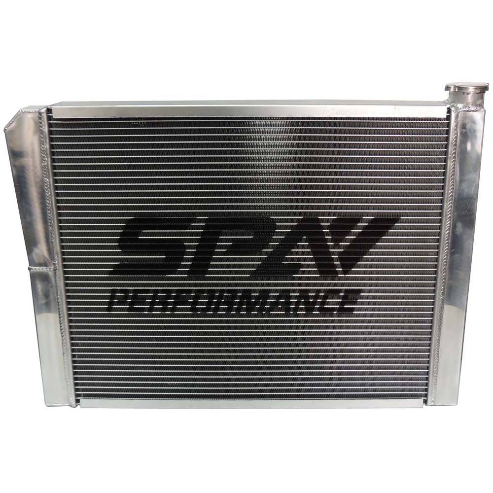 SPA Turbo Lightweight Late Model Radiator - Double Pass - 26.8" x 19.6" + Power Steering Tank Firewall Mount (Right Inlet) - Black Cap