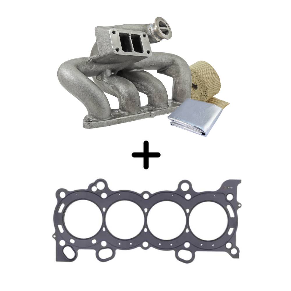 SPA Turbo 8th gen Honda Civic SI (K20 engine) TWIN SCROLL CAST TURBO MANIFOLD V-BAND WASTEGATE + .030" MLS CYLINDER HEAD GASKET, 87MM BORE