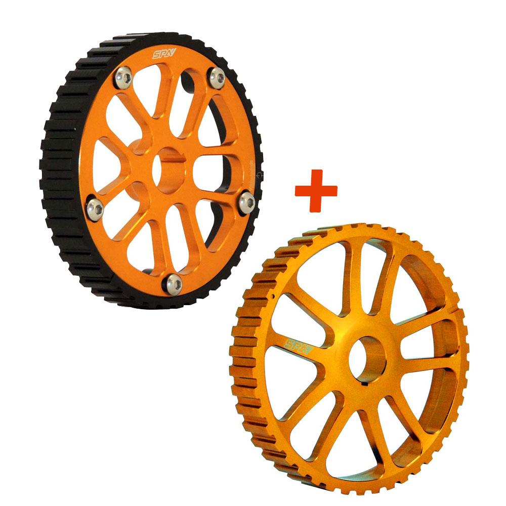 SPA Turbo VW 74-98 8V Y series adjustable cam gear pulley + lightweight intermediate shaft pulley - Black/Gold