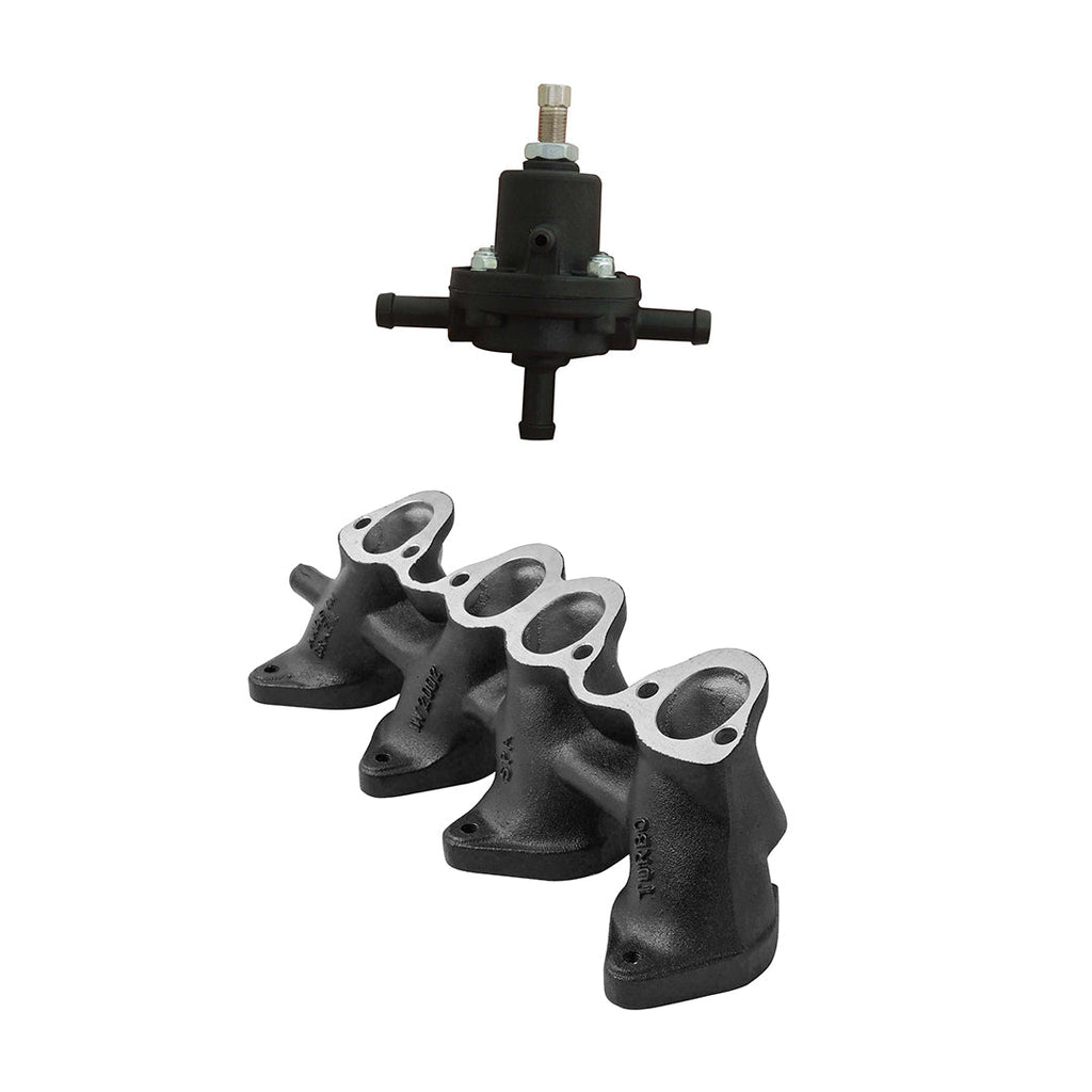 SPA Turbo VW MKI MKII GTI 1.8L 2.0L 8v SOHC dual sidedraft intake manifold - Black + 0-30 PSI Fuel pressure regulator
