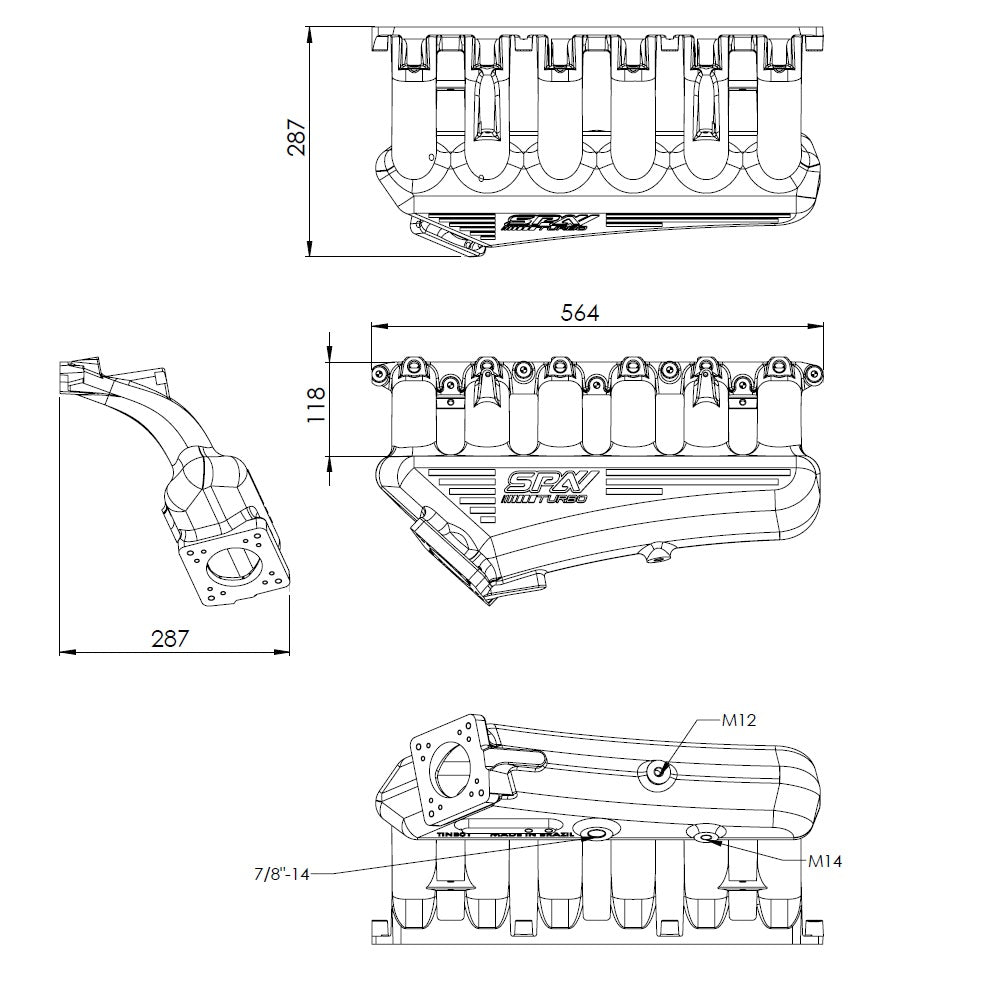 SPA Turbo BMW E36 325 328 M3 (M50/M52) CAST ALUMINUM INTAKE MANIFOLD OEM THROTTLE - BLACK