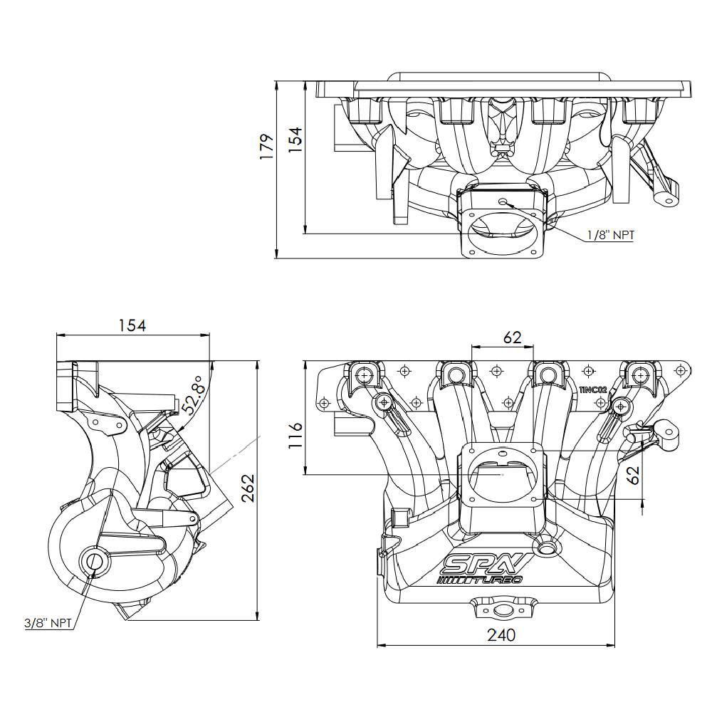 SPA Turbo HIGH FLOW INTAKE MANIFOLD OPEL / VAUXHALL / CHEVY EURO ASTRA ZAFIRA VXR GSi VX220 Z20LEH Z20LET Z20LER - BLACK