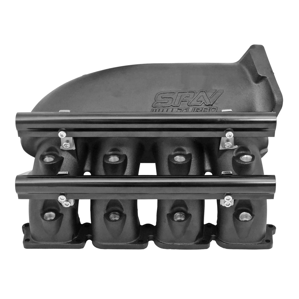 SPA Turbo Cast Aluminum Intake Manifold for transverse VW/AUDI 1.8T with 8 injectors Fuel Rail Kit (right side OEM throttle) - Black