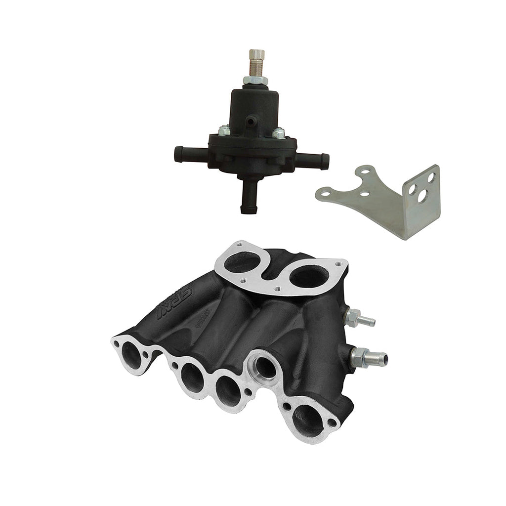SPA Turbo VW MKI MKII GTI 1.8L 2.0L 8V SOHC SINGLE DOWNDRAFT INTAKE MANIFOLD - BLACK + 0-30 PSI Fuel pressure regulator + Bracket