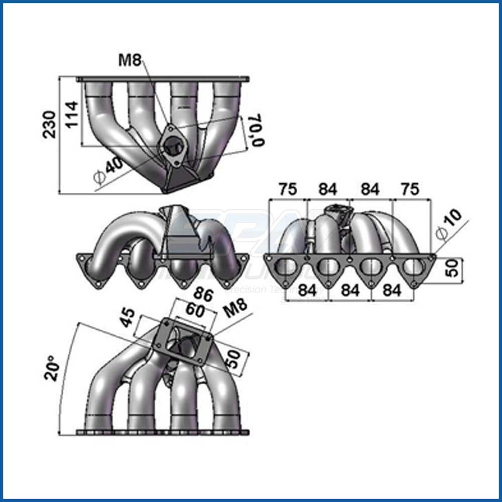 SPA Turbo Honda B-series T3 top mount turbo manifold - PRE SALE