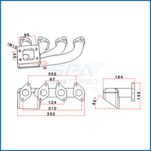 Load image into Gallery viewer, SPA Turbo Chevy Euro C20NE longitudinal T3 turbo manifold