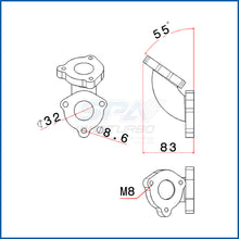 Load image into Gallery viewer, SPA Turbo 55 degree L fitting Wastegate mount for Golf IV TMW08T3N manifold
