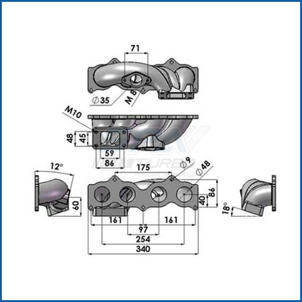 SPA Turbo Scion / Toyota 2.4L 2AZFE T3 Turbo manifold