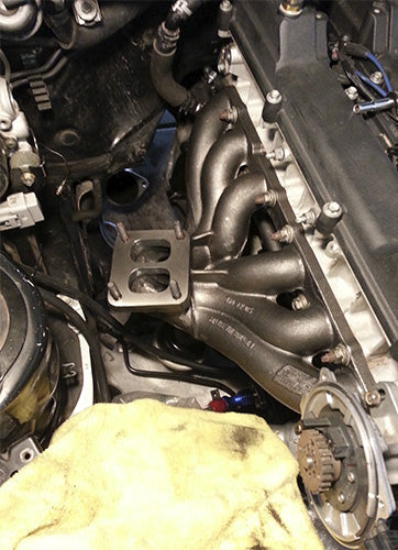 SPA Turbo Toyota Supra Soarer Lexus IS300 GS 2JZ-GE T4 Twin Scroll Flow Top Mount Turbo Manifold - 44mm Vband Wastegate Flange