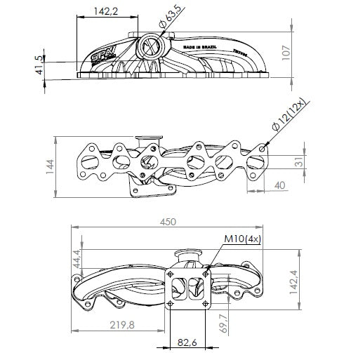 SPA Turbo Toyota / Lexus 2JZ-GTE T4 High Performance Twin Scroll Turbo Manifold + intake manifold - 12 Injectors - Black