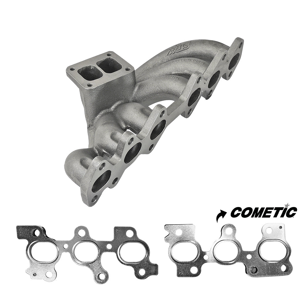 SPA Turbo TOYOTA / LEXUS 2JZ-GTE T4 TOP MOUNT TWIN SCROLL CAST TURBO MANIFOLD V-BAND WASTEGATE + COMETIC MLS EXHAUST MANIFOLD GASKET