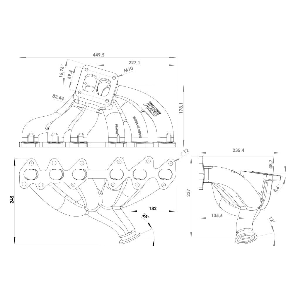 SPA Turbo For 2JZ-GTE TOP MOUNT TWIN SCROLL TURBO MANIFOLD + INTAKE MANIFOLD
