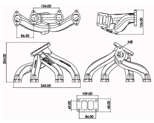 SPA Turbo VW passat B1, B2 8v T3 twin scroll top mount turbo manifold - PRE SALE