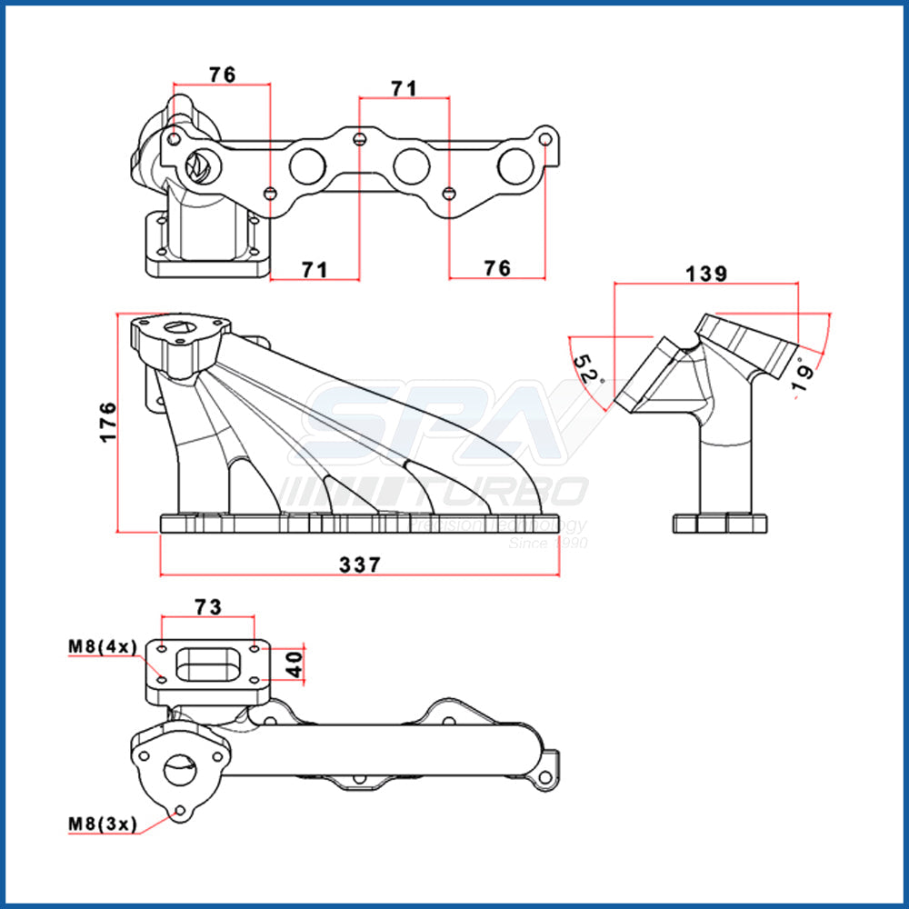 SPA Turbo VW Polo G40 T25 turbo manifold w/ external WG