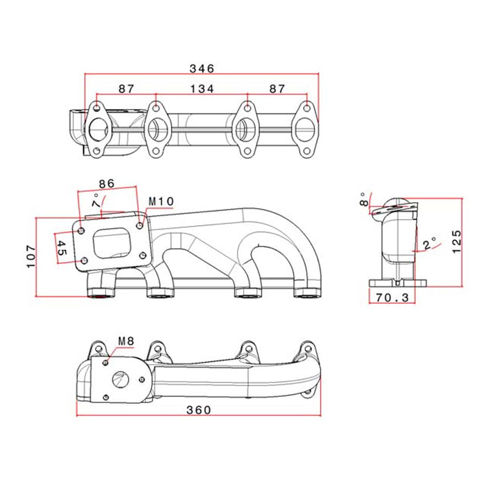 SPA Turbo VW Fox / Dasher / Audi 80 1.6 / 1.8 & 2.0 8V T3 turbo manifold