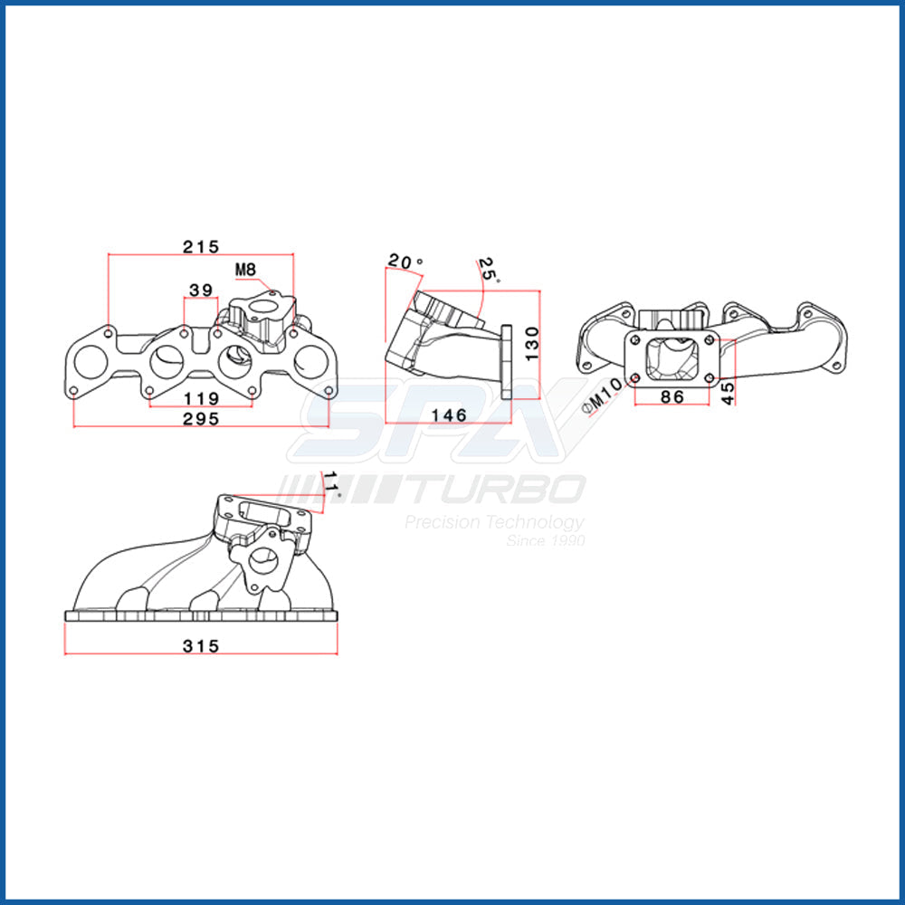 SPA Turbo VW B5 B2 Audi 80 9A ABF 16v T3 turbo manifold