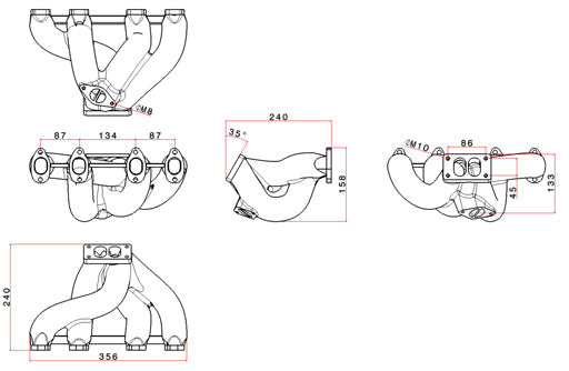 SPA Turbo Audi 80 VW B5 1.9 TDI ADP 1.6L 8V T3 top mount twin scroll street turbo manifold - Street
