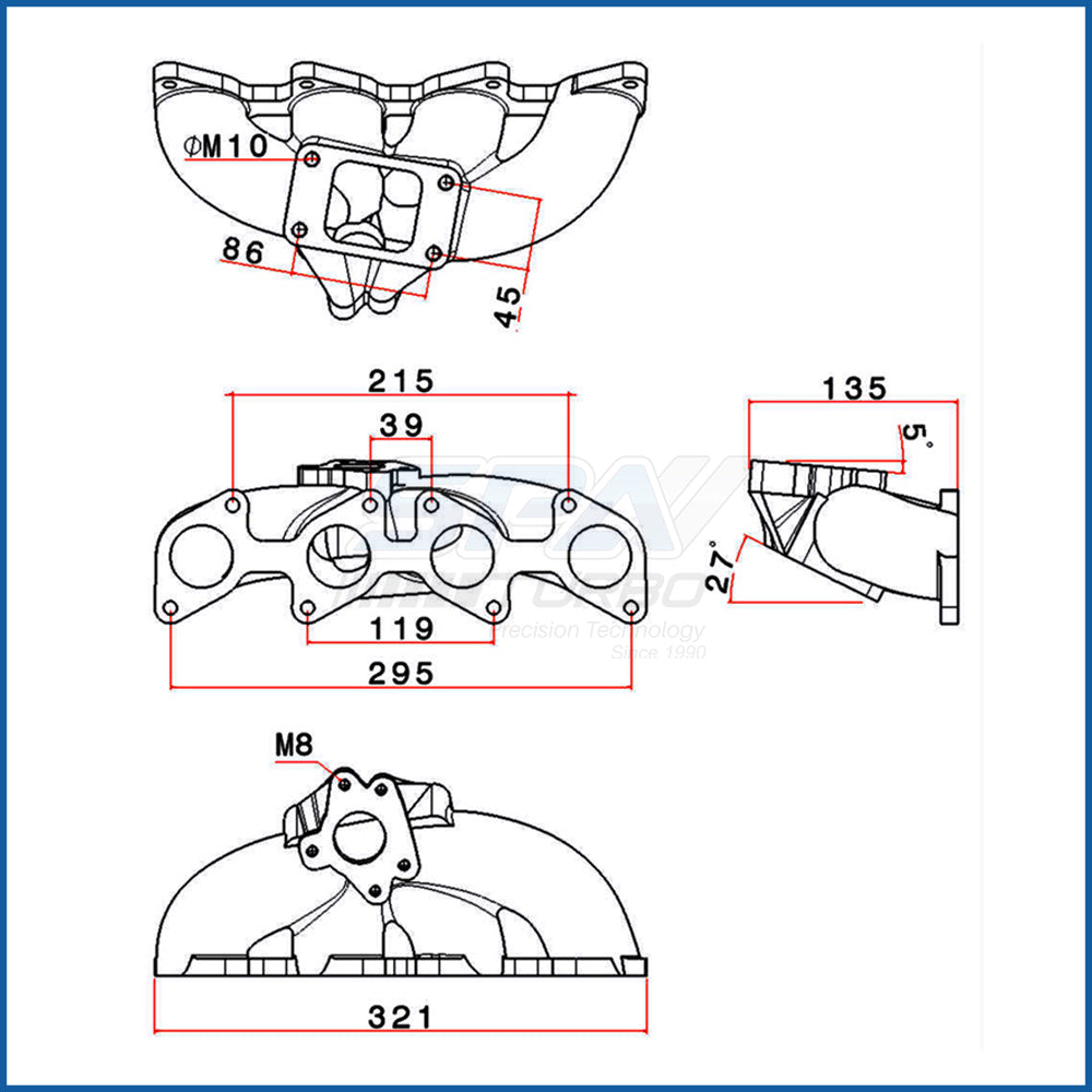 SPA Turbo VW Golf / Jetta / Seat Cupra 1.8L / 2.0L 16V 9A ABF T3 turbo manifold