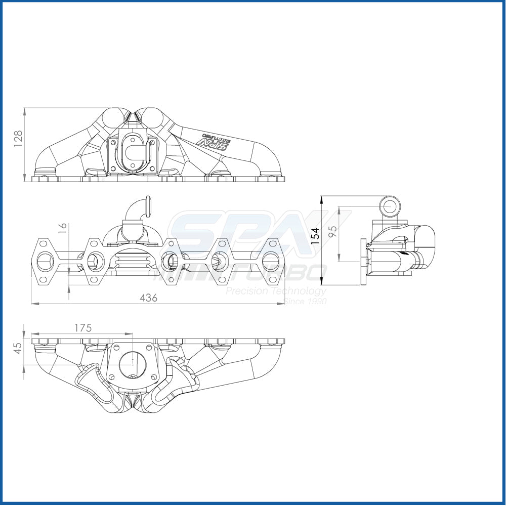 SPA Turbo VW Transporter / Caravelle T5 2.5L TDI 2003-2009 replacement cast Turbo manifold