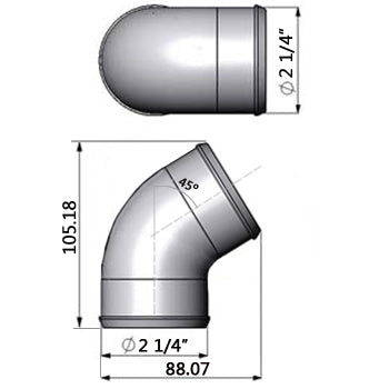 SPA Turbo 2.25” tight radius 45° elbow intake pipe