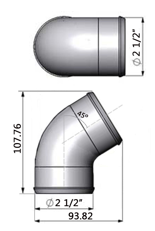 SPA Turbo 2.5” tight radius 45° elbow intake pipe