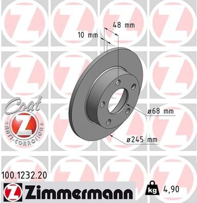 Zimmerman Standard Coat Z - Rear Brake Rotor Pair-(245x10) - VW/Audi