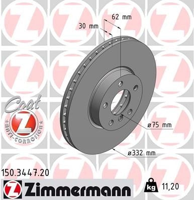 BMW Disc Brake Front Rotor - Zimmerman Z Coat - 34116886478