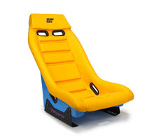 Load image into Gallery viewer, NRG GT Retro Bucket Seat - Yellow PVC Leather Yellow Stitching Off-White Fiberglass Back