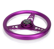 Load image into Gallery viewer, NRG Aluminum Steering Wheel 330mm - Arow Cutout - Ergonomic Grip - Anadized Purple
