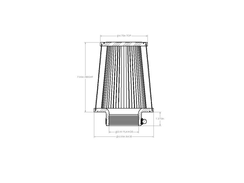 aFe POWER Universal Clamp-On Air Filter w/ D2 Dura-Dry Media - 3in F x 6in B x 4-3/4in T x 7in H
