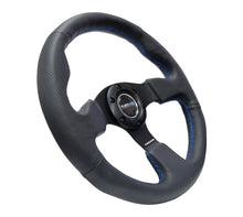 Load image into Gallery viewer, NRG Reinforced Steering Wheel (320mm) Black Leather w/Blue Stitching