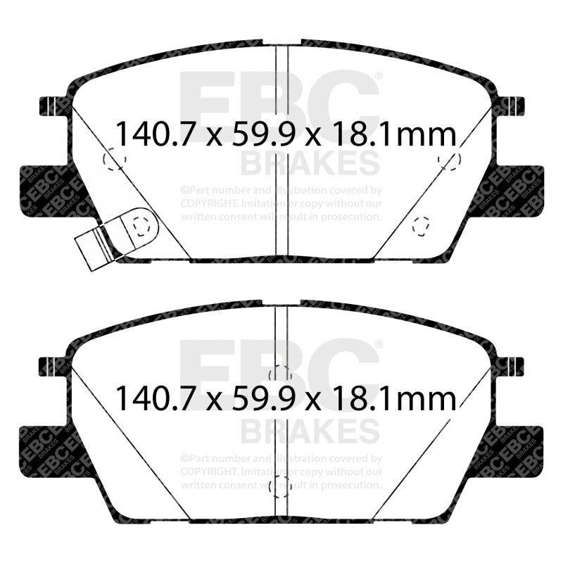 EBC 2016+ Chevrolet Malibu 1.5L Turbo (Elec PB) Ultimax2 Front Brake Pads