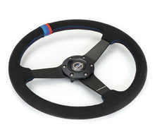 Load image into Gallery viewer, NRG Sport Wheel (350mm) 3 Solid Spokes - 1.5in Deep - Matte Black - Minty Fresh Miata Logo Etched