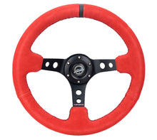 Load image into Gallery viewer, NRG Reinforced Steering Wheel (350mm / 3in. Deep) Red Suede w/Black Stitch