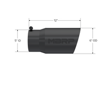 Load image into Gallery viewer, MBRP Universal Tip 6 O.D. Dual Wall Angled 5 inlet 12 length - Black Finish