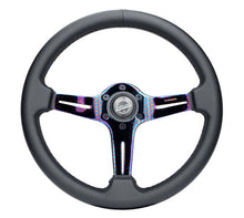 Load image into Gallery viewer, NRG Light Weight Gaming Steering Wheel - 350mm 3 NeoChrome Silver Spokes Perforated Leather