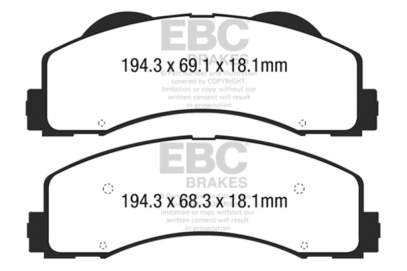 EBC 15+ Ford F150 2.7 Twin Turbo (2WD) Ultimax2 Front Brake Pads