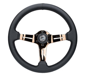 NRG Light Weight Gaming Steering Wheel - Splitz 350mm 3 Rose Gold Spokes Slits - Leather