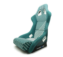 Load image into Gallery viewer, NRG FRP Bucket Seat - 20 Year Anniversary - Microfiber Green w/ White Stripes &amp; Arrow Design - Large