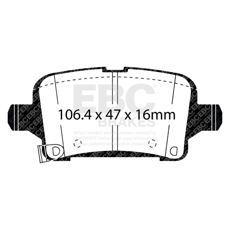 EBC 2016+ Chevrolet Cruze 1.4L Turbo (10.9in Front Rotor) Greenstuff Rear Brake Pads