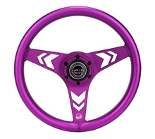Load image into Gallery viewer, NRG Aluminum Steering Wheel 330mm - Arow Cutout - Ergonomic Grip - Anadized Purple