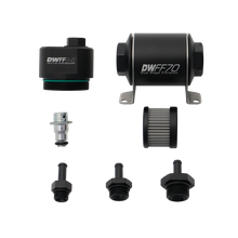 Load image into Gallery viewer, DeatschWerks DWFFR-X 70mm Billet Fuel Filter Regulator - 10 Micron with 5/16in Fittings