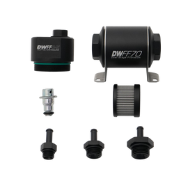 DeatschWerks DWFFR-X 70mm Billet Fuel Filter Regulator - 10 Micron with 5/16in Fittings