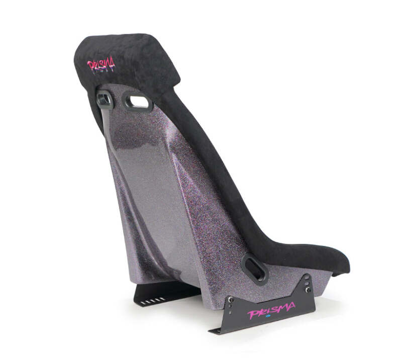 NRG GT Retro Bucket Seat - Black Vegan Leather Black Stitching Multicolor Fiberglass Back w/ Glitter
